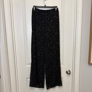 Sadie & Sage Black Wide Leg Pants with Gold Accents